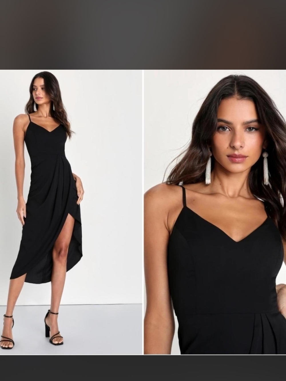 Lulu’s Elegant Black Spaghetti Strap Dress